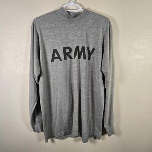 Unicor Army PT Shirt‎ Mens Medium Gray Long Sleeve 100% Polyester Training Top